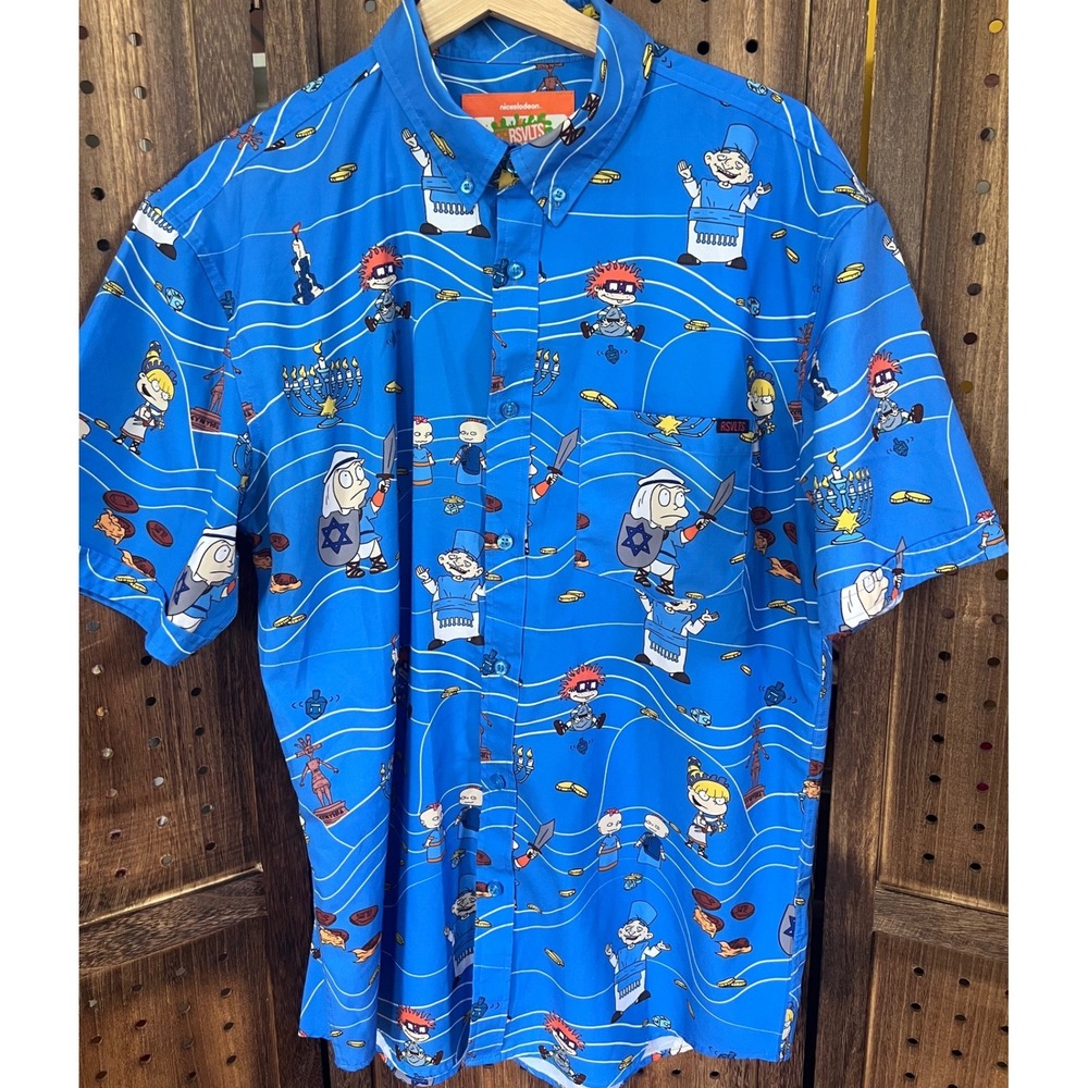 RSVLTS X Nickelodeon Rugrats Hanukkah Button Down Shirt Size Large
